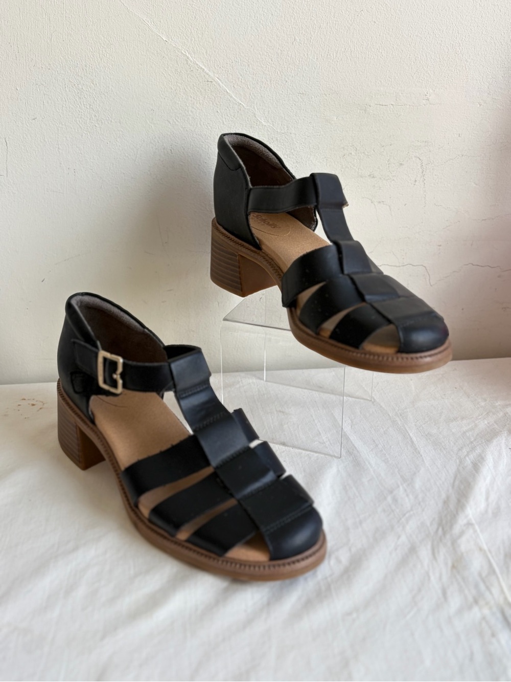 Dr. Scholl's Black Rate Up Day Fisherman Sandals Block Heel Size 8.5